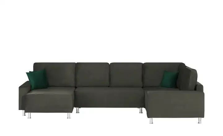 Wohnlandschaft Anthrazit, Grün rechts Mikrofaser