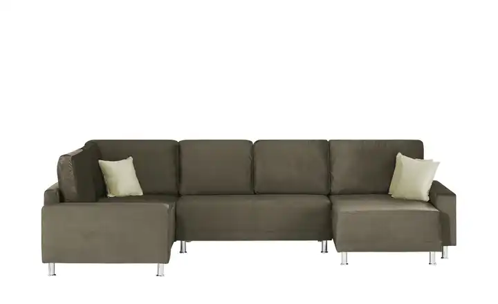 Wohnlandschaft Braun, Beige links Mikrofaser