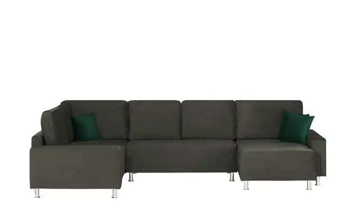 Wohnlandschaft Anthrazit, Grün links Mikrofaser