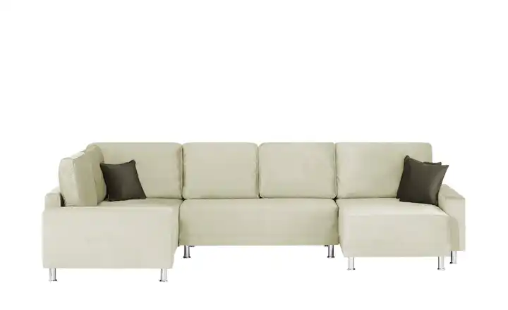 Wohnlandschaft Beige, Braun links Mikrofaser