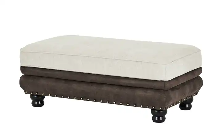 Polsterhocker Beige, Dunkelbraun