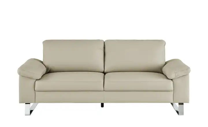 Max Schelling Ledersofa aus Echtleder Maximum 2 Kufengestell verchromt, glänzend Creme