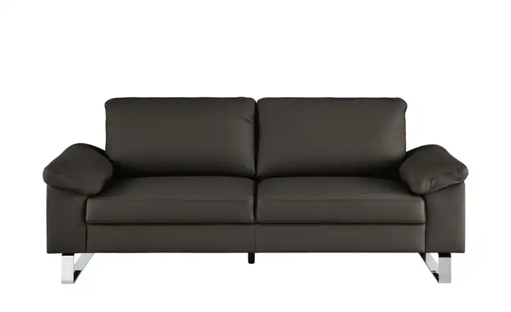 Max Schelling Ledersofa aus Echtleder Maximum 2 Kufengestell verchromt, glänzend Dunkelbraun