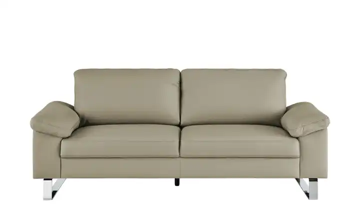 Max Schelling Ledersofa aus Echtleder Maximum 2 Kufengestell verchromt, glänzend Taupe