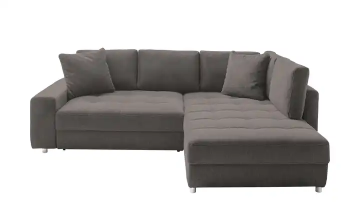 bobb Ecksofa Grau, Braun rechts Webstoff