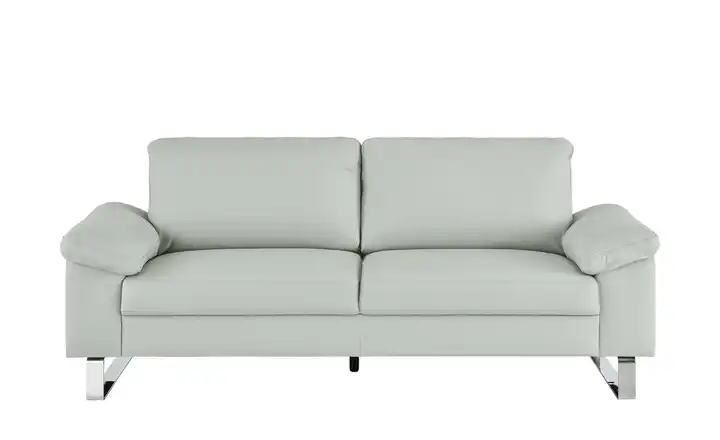Max Schelling Ledersofa aus Echtleder Maximum 2 Kufengestell verchromt, glänzend Steingrau