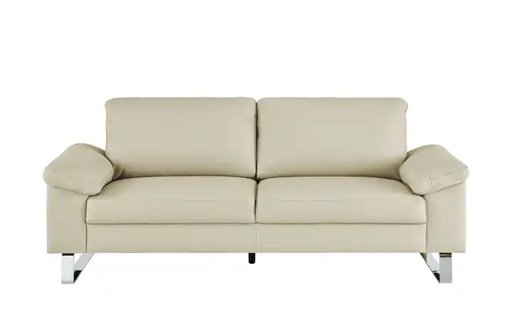 Max Schelling Ledersofa aus Echtleder Maximum 2 Kufengestell verchromt, glänzend Beige