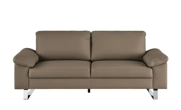 Max Schelling Ledersofa aus Echtleder Maximum 2 Kufengestell verchromt, glänzend Haselnussbraun