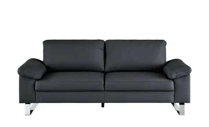 Max Schelling Ledersofa aus Echtleder Maximum 2 Kufengestell verchromt, glänzend Dunkelblau