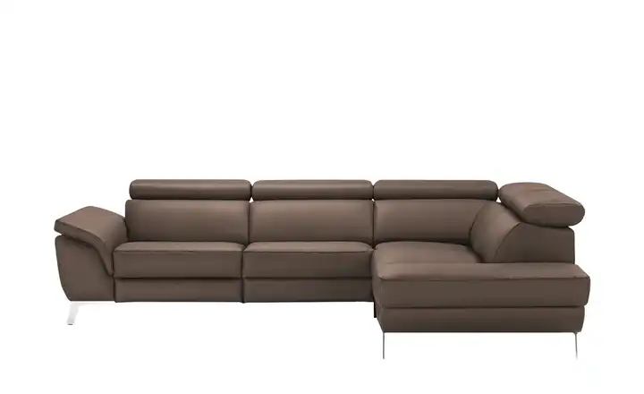 Primo Leder Ecksofa Dallas Moccabraun rechts Grundfunktion