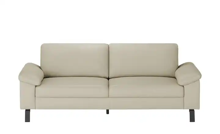Max Schelling Ledersofa aus Echtleder Maximum 3 Winkel Schwarz, matt Creme