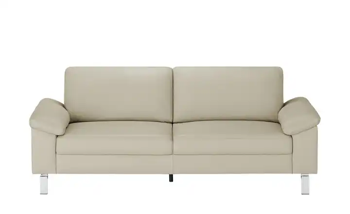 Max Schelling Ledersofa aus Echtleder Maximum 2,5 Winkel verchromt, matt Creme