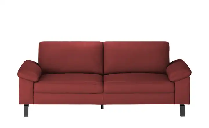 Max Schelling Ledersofa aus Echtleder Maximum 3 Winkel Schwarz, matt Karminrot