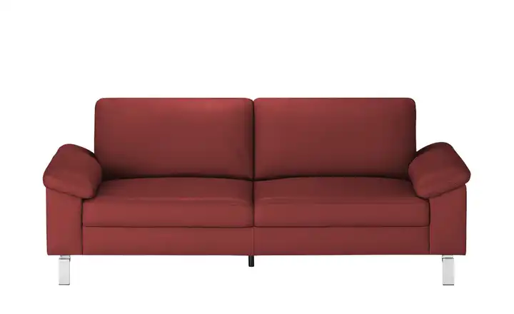 Max Schelling Ledersofa aus Echtleder Maximum 2,5 Winkel verchromt, matt Karminrot