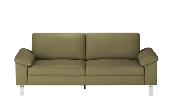 Max Schelling Ledersofa aus Echtleder Maximum 2,5 Winkel verchromt, matt Olivgrün