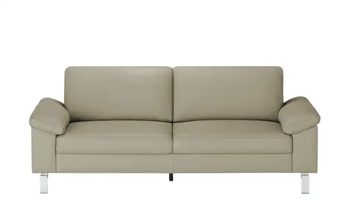 Max Schelling Ledersofa aus Echtleder Maximum 2 Winkel verchromt, matt Taupe