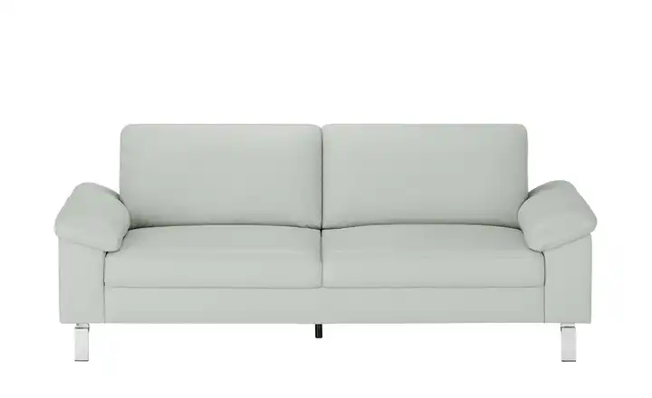 Max Schelling Ledersofa aus Echtleder Maximum 2 Winkel verchromt, matt Steingrau