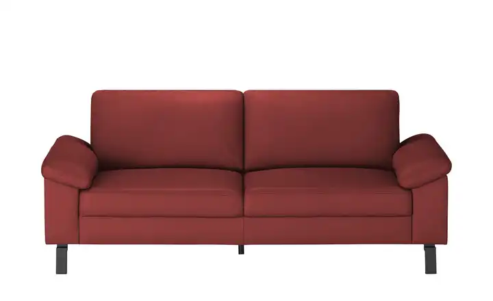Max Schelling Ledersofa aus Echtleder Maximum 2 Winkel Schwarz, matt Karminrot