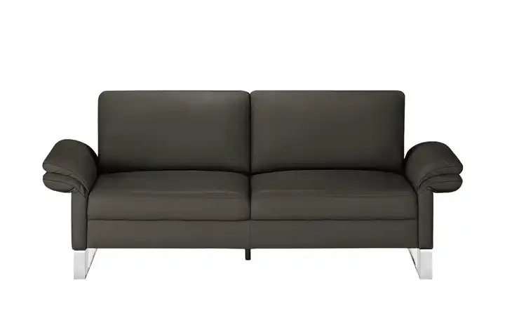 Max Schelling Einzelsofa aus Echtleder Maximum 2 Kufengestell Dunkelbraun verchromt