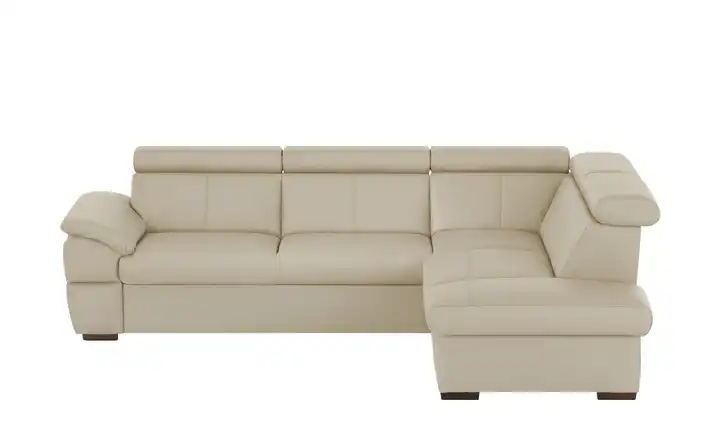 Primo Ecksofa aus Echtleder Town Greige rechts Grundfunktion