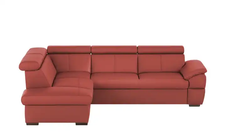 Primo Ecksofa aus Echtleder Town Rot links Grundfunktion