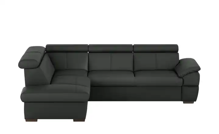 Primo Ecksofa aus Echtleder Town Schwarz links Grundfunktion