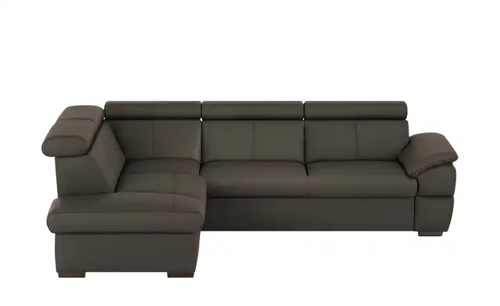 Primo Ecksofa aus Echtleder Town Dunkelbraun links Grundfunktion