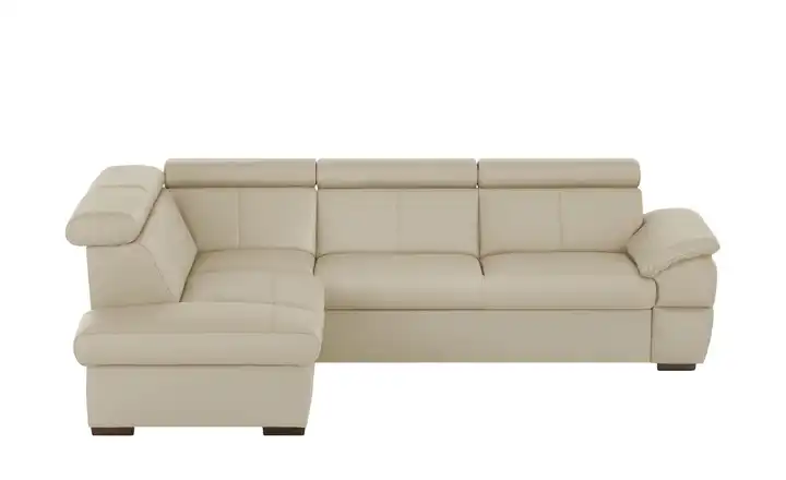 Primo Ecksofa aus Echtleder Town Greige links Grundfunktion