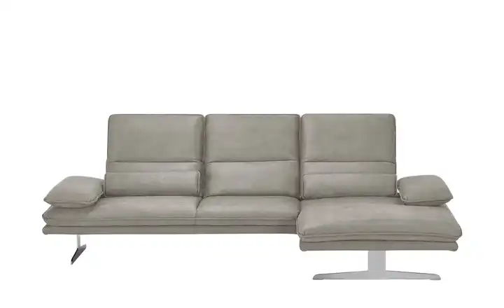 W.SCHILLIG Ecksofa aus Mikrofaser Broadway Hellgrau rechts Erweiterte Funktion