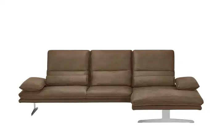 W.SCHILLIG Ecksofa aus Mikrofaser Broadway Braun rechts Erweiterte Funktion