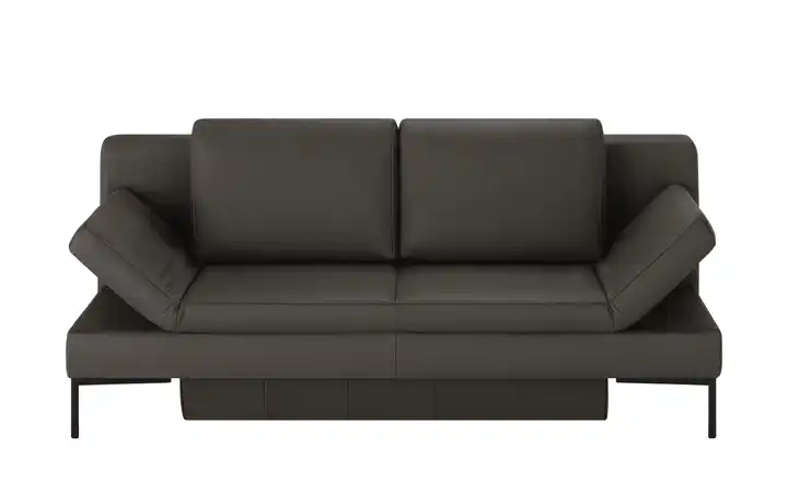 Schlafsofa mit Sitz- und Rückenfläche aus Echtleder Kenny Schwarz Dunkelbraun