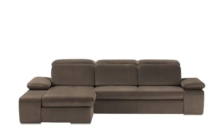 Twist Ecksofa aus Mikrofaser Avilla Braun links Grundfunktion Mikrofaser in Velours-Optik