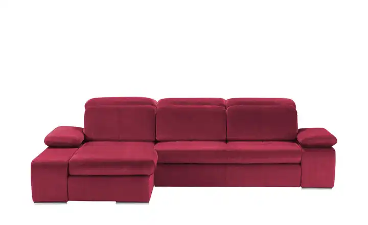 Twist Ecksofa aus Mikrofaser Avilla Bordeauxrot links Grundfunktion Mikrofaser in Velours-Optik