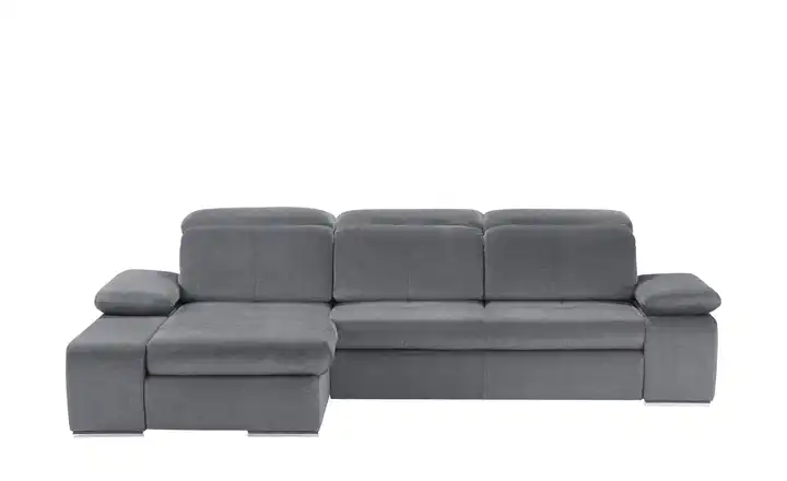 Twist Ecksofa aus Mikrofaser Avilla Graphit links Grundfunktion Mikrofaser in Velours-Optik