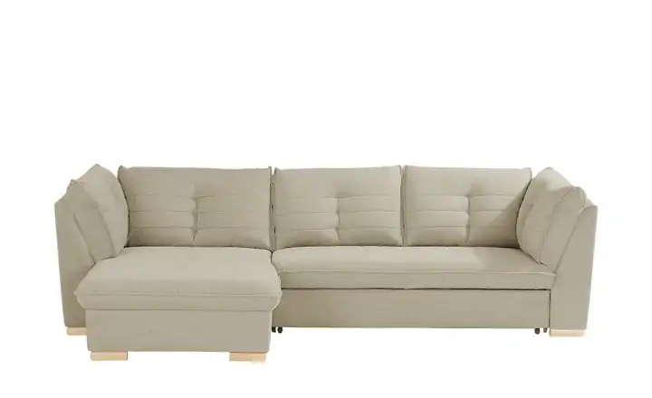 smart Ecksofa Beige links Flachgewebe