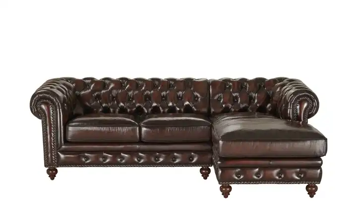 Primo Ecksofa Bezug aus Echtleder Chesterfield