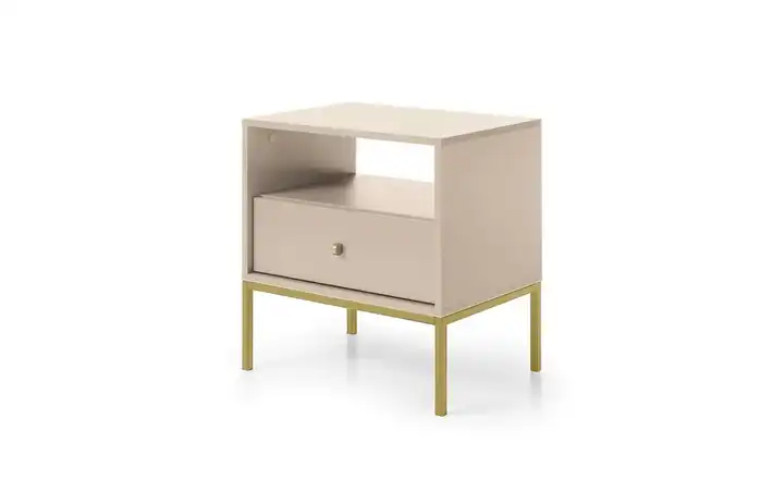 Nachtkommode Beige, Goldfarben