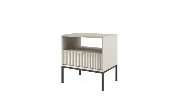 Nachtkommode Beige, Schwarz, Goldfarben