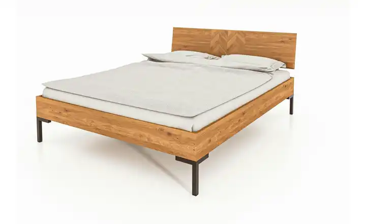 Massivholzbett mit Holzkopfteil Wildeiche 200 cm 200 cm