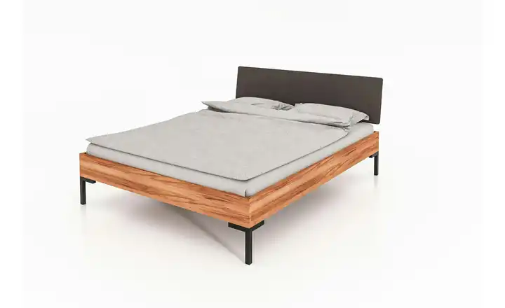 Massivholzbett mit gepolstertem Kopfteil Kernbuche 100 cm 200 cm