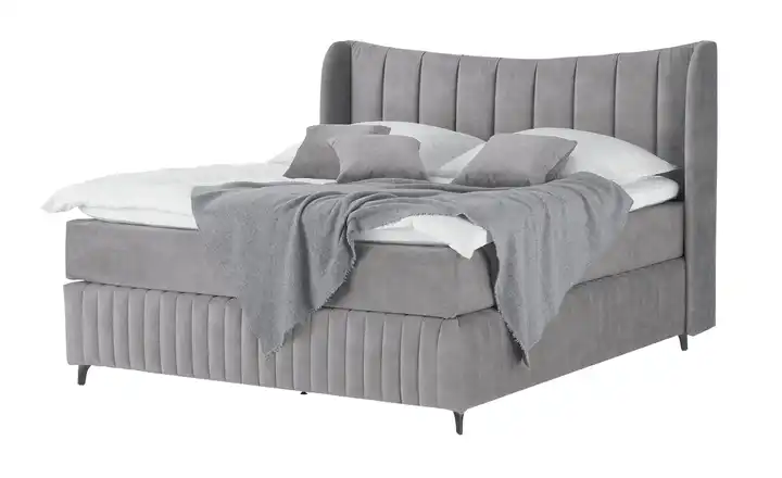 Kings and Queens Boxspringbett Uldur Hellgrau 160 cm H4 & H5