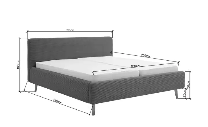 Polsterbettgestell Beige Webstoff grob 180 cm ohne Bettkasten