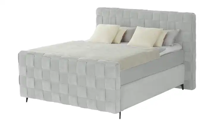 Wohnwert Boxspringbett Hellgrau 200 cm H3 & H4