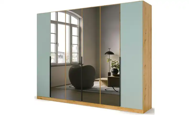 Drehtürenschrank Skyla Eiche Artisan (Nachbildung), Salbeigrün 271 cm 6 Stück