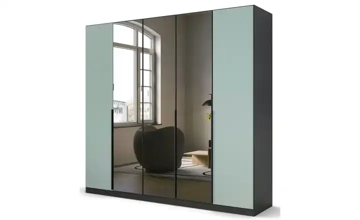 Drehtürenschrank Skyla Grau, Salbeigrün 226 cm 5 Stück