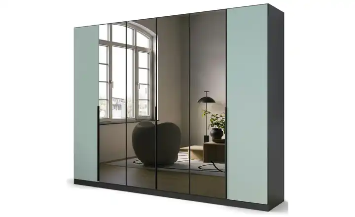Drehtürenschrank Skyla Grau, Salbeigrün 271 cm 6 Stück
