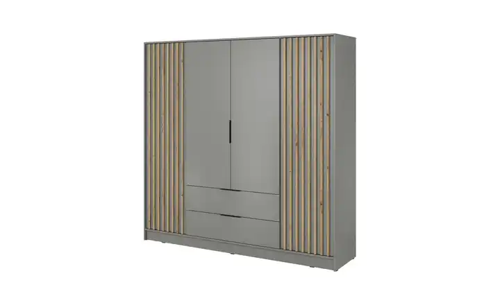 Drehtürenschrank ohne Spiegel Grau, Eiche Artisan 206 cm