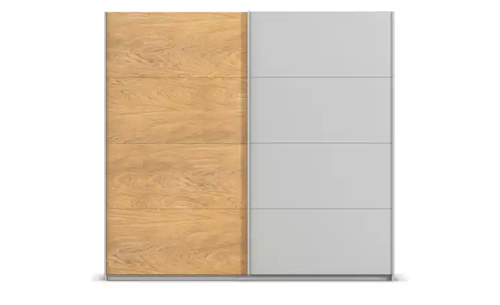 Schwebetürenschrank 2 türig 226 cm Hellgrau, Eiche