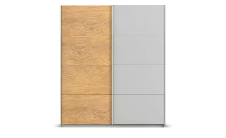 Schwebetürenschrank 2 türig 181 cm Hellgrau, Eiche