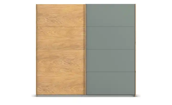 Schwebetürenschrank 2 türig 226 cm Eiche Artisan (Nachbildung), Salbeigrün, Eiche